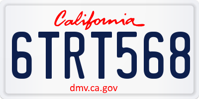 CA license plate 6TRT568
