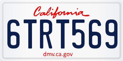 CA license plate 6TRT569