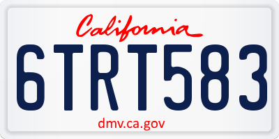 CA license plate 6TRT583