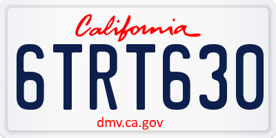 CA license plate 6TRT630