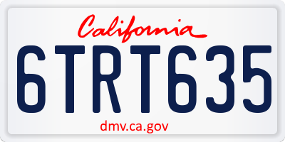 CA license plate 6TRT635