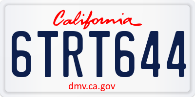 CA license plate 6TRT644