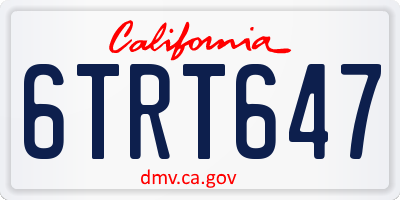 CA license plate 6TRT647
