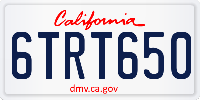 CA license plate 6TRT650