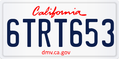CA license plate 6TRT653
