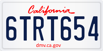 CA license plate 6TRT654