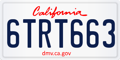 CA license plate 6TRT663