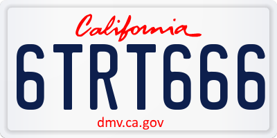 CA license plate 6TRT666