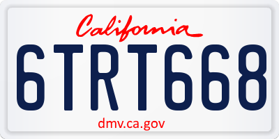 CA license plate 6TRT668
