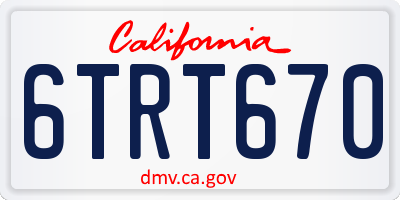 CA license plate 6TRT670