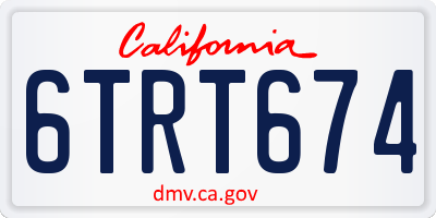 CA license plate 6TRT674