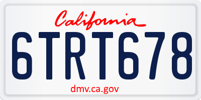 CA license plate 6TRT678