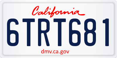 CA license plate 6TRT681