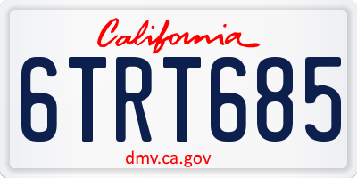 CA license plate 6TRT685