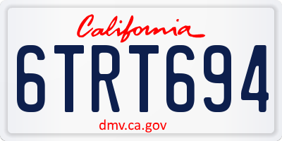 CA license plate 6TRT694