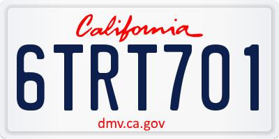 CA license plate 6TRT701