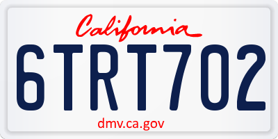 CA license plate 6TRT702