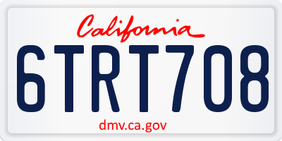 CA license plate 6TRT708