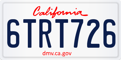 CA license plate 6TRT726