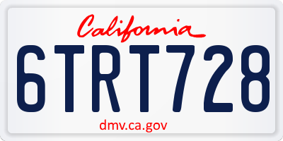CA license plate 6TRT728