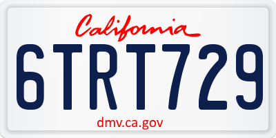 CA license plate 6TRT729