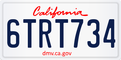 CA license plate 6TRT734