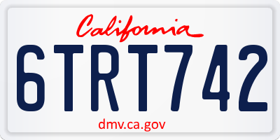 CA license plate 6TRT742