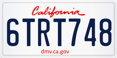 CA license plate 6TRT748