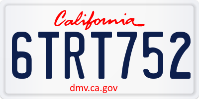 CA license plate 6TRT752