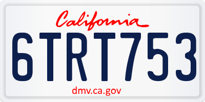 CA license plate 6TRT753