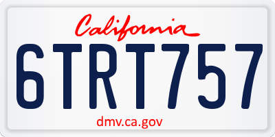 CA license plate 6TRT757