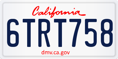 CA license plate 6TRT758