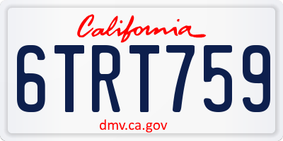 CA license plate 6TRT759