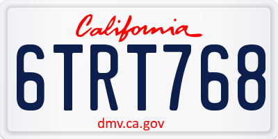 CA license plate 6TRT768