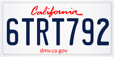 CA license plate 6TRT792