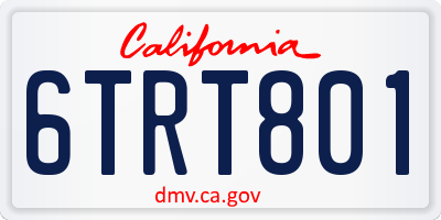 CA license plate 6TRT801