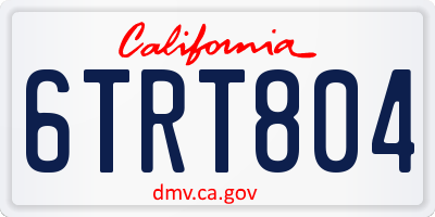 CA license plate 6TRT804