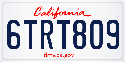 CA license plate 6TRT809