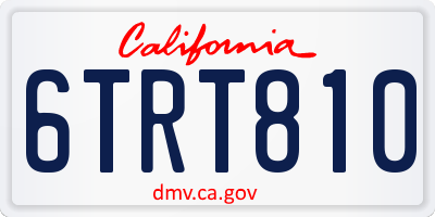 CA license plate 6TRT810