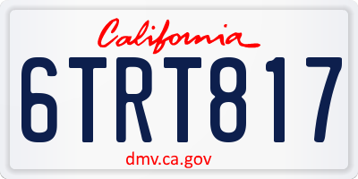 CA license plate 6TRT817