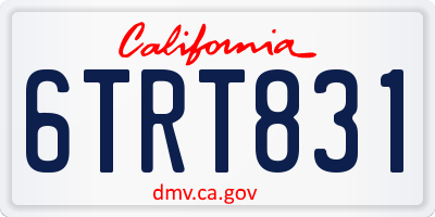 CA license plate 6TRT831