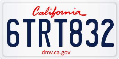 CA license plate 6TRT832