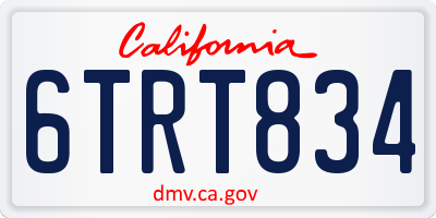 CA license plate 6TRT834