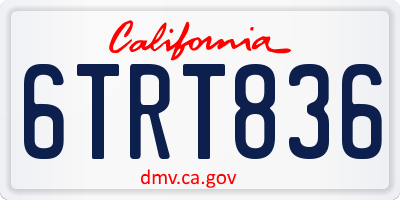 CA license plate 6TRT836