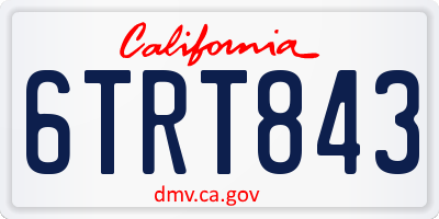 CA license plate 6TRT843