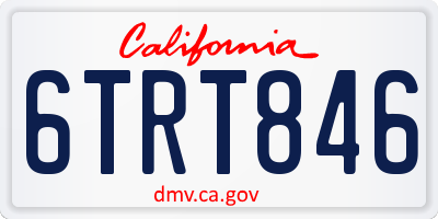 CA license plate 6TRT846