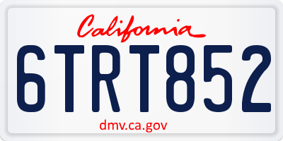 CA license plate 6TRT852