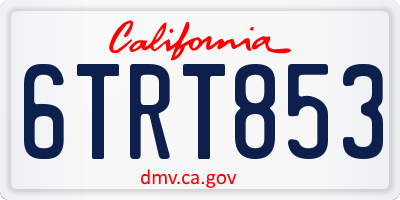 CA license plate 6TRT853