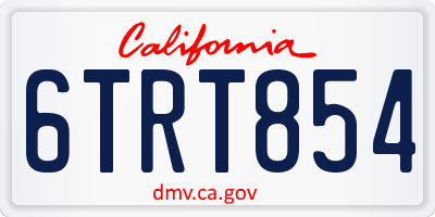 CA license plate 6TRT854