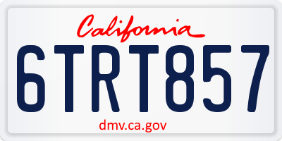 CA license plate 6TRT857